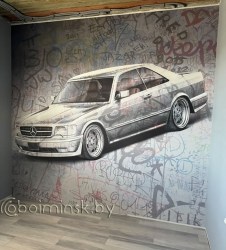 Фотопанно De-Art Мерседес граффити в интерьере комнаты