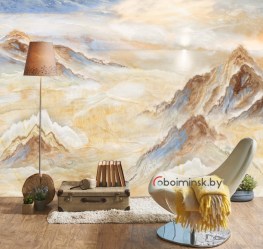 3Д фотообои мрамор панорама в интерьере комнаты