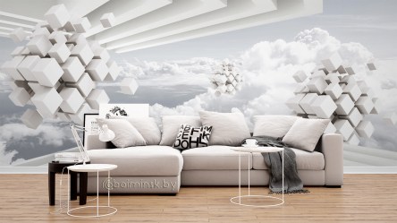 Фотообои De-Art Небесное пространство 3Д теплый в интерьере зала