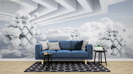 Фотообои De-Art Небесное пространство 3Д холодный в интерьере гостиной