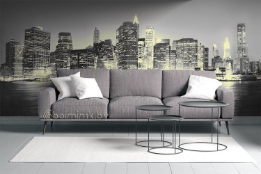 Фотообои De-Art Нью Йорк сити в интерьере гостиной кухни