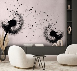 Фотообои De-Art Одуванчики фреска-2 в интерьере гостиной