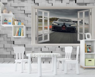 Фотообои De-Art Окно на кирпичной стене в интерьер