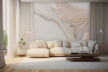 Фотообои De-Art Оникс латте в интерьере гостиной