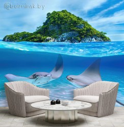 Фотообои De-Art Остров в океане в интерьере