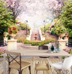 Фотообои De-Art Парк фресках в интерьере кухни столовой