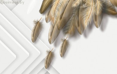 Фотообои De-Art Перья 3Д бежевый оттенок