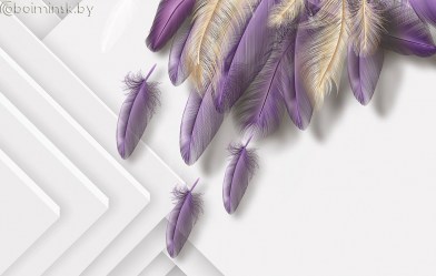 Фотообои De-Art Перья 3Д фиолетовый оттенок