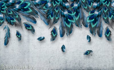 Фотообои De-Art Перья бирюза