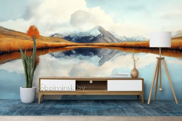 Фотообои De-Art Предгорье иллюстрация в интерьере