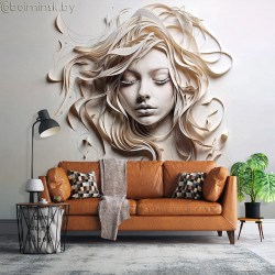 Фотообои De-Art Пробуждение фреска 3Д в интерьере гостиной зала