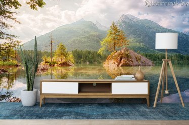 Фотообои De-Art Прозрачность горного озера в интерьере комнаты