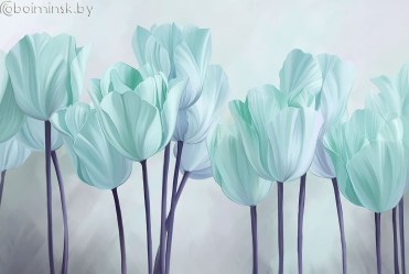 Фотообои De-Art Мятные тюльпаны