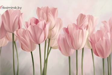 Фотообои розовые тюльпаны фреска