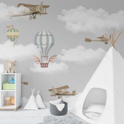 Фотообои De-Art Самолеты и воздушные шары для детской комнаты в интерьере