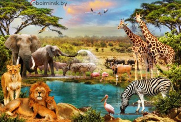 Фотообои саванна с дикими животными