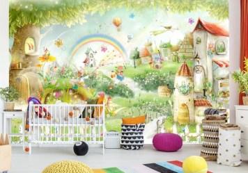 Фотообои сказочный город в интерьере детской комнаты