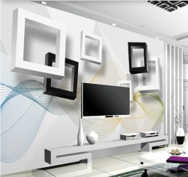 3Д фотообои современная абстракция в интерьере гостиной за телевизором