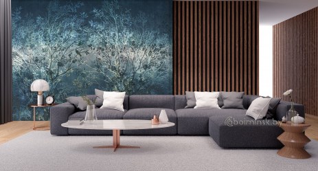 Фотообои De-Art Таинственный лес в интерьере зала
