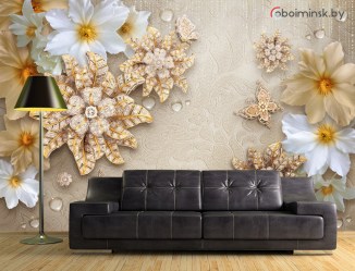 3Д фотообои цветочная романтика в интерьере комнаты