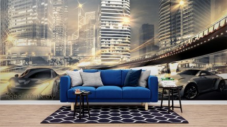 Фотообои De-Art Уличные гонки в интерьере