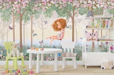 Фотообои для девочки De-Art Весеннее настроение в интерьере
