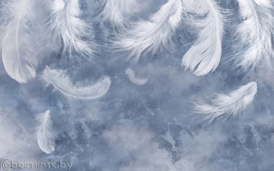 Фотообои De-Art Воздушные перья синий цвет