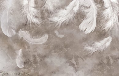 Фотообои De-Art Воздушные перья бежевый цвет