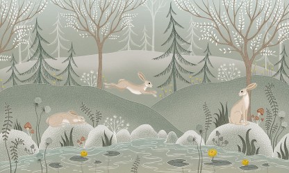 Фотообои De-Art Зайцы фреска