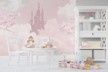 Фотообои для детской комнаты Замок в облаках в интерьере
