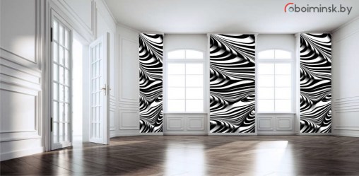 3д фотообои чёрно-белая абстракция в интерьере