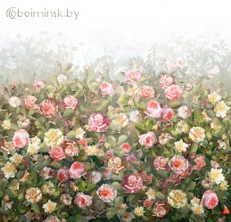 Фотообои цветущие розы фреска