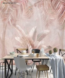 Фотообои фреска пальмы в интерьере кухни