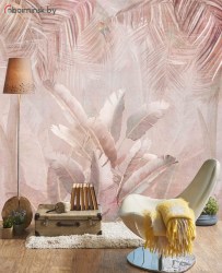 Фотообои фреска пальмы в интерьере комнаты